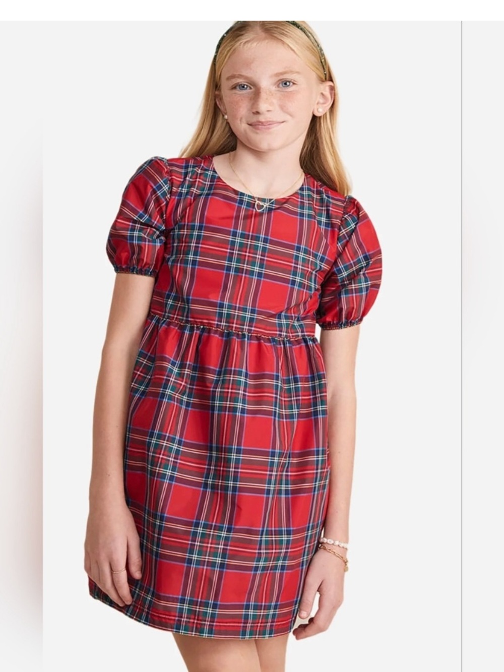 NWT Vineyard Vines Red Plaid Puff-Sleeve Holiday Dreas Size XL